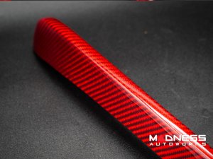 Alfa Romeo Stelvio Front V Shield Grill Frame + Emblem Frame Kit - Carbon Fiber - QV Model - Red Candy